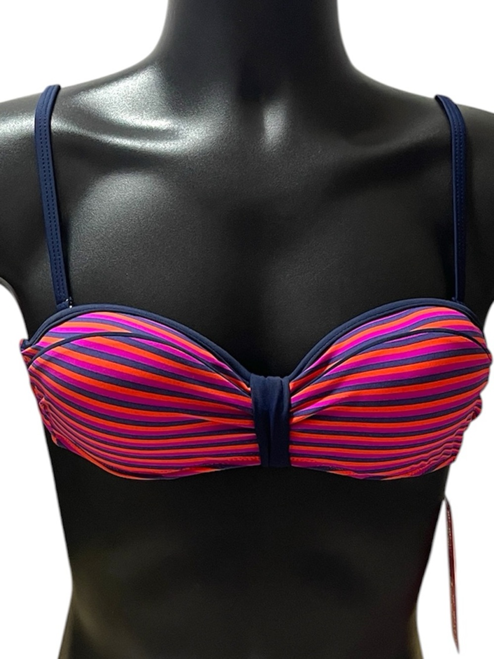 Armes Swimwear 36B Bandeau Bikini Top NWT Pink Orange Stripe Underwire